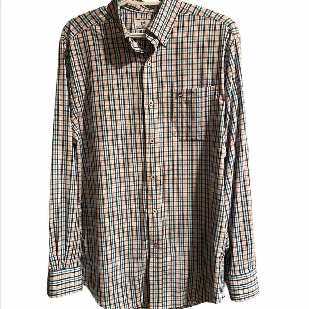 Southern Tide Button Up Plaid Shirt Size Medium